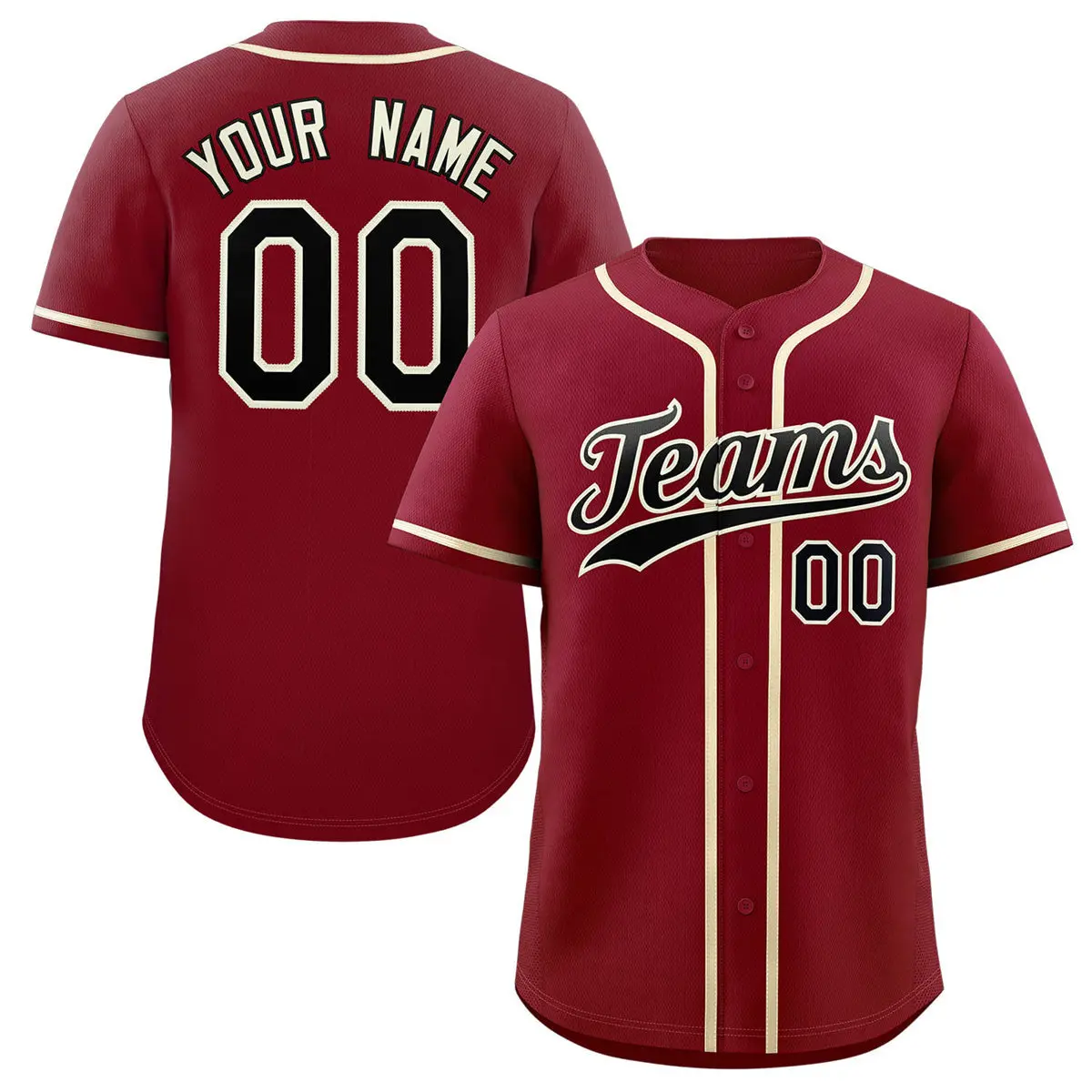 Classic Style Crimson Black-Cream Baseball Jersey