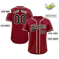 Classic Style Crimson Black-Cream Baseball Jersey 2