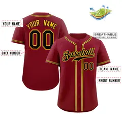 Classic Style Crimson Black-Gold Baseball Jersey 2