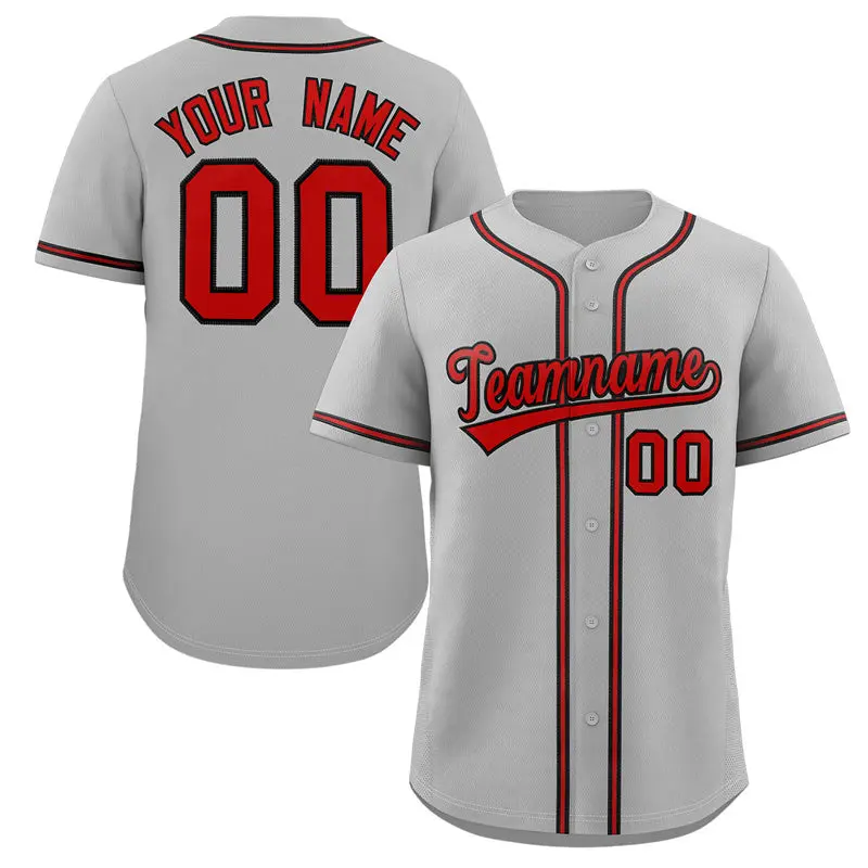 Classic Style Gray Red-Black Baseball Jersey