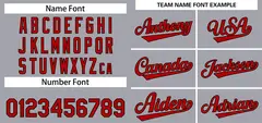 Classic Style Gray Red-Black Baseball Jersey 3