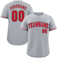 Classic Style Gray Red-Black Baseball Jersey 1