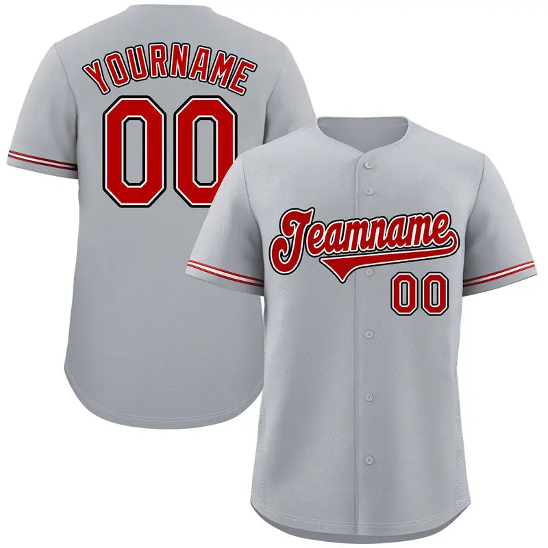 Classic Style Gray Red-Black Baseball Jersey