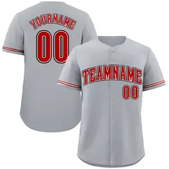 Classic Style Gray Red-Black Baseball Jersey 1