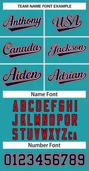 Classic Style Hockey Jersey in Aqua Navy White-Red 3