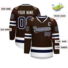 Classic Style Hockey Jersey in Brown Navy-White 2