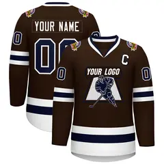 Classic Style Hockey Jersey in Brown Navy-White 1