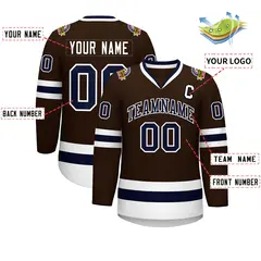 Classic Style Hockey Jersey in Brown Navy-White 2