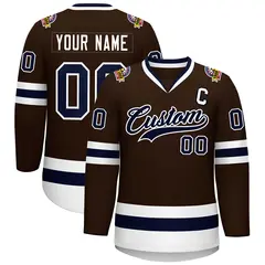 Classic Style Hockey Jersey in Brown Navy-White 1