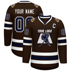 Classic Style Hockey Jersey in Brown Navy-White 1