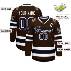 Classic Style Hockey Jersey in Brown Navy-White 2