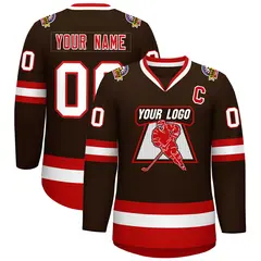 Classic Style Hockey Jersey in Brown Red-White 1