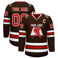 Classic Style Hockey Jersey in Brown Red-White