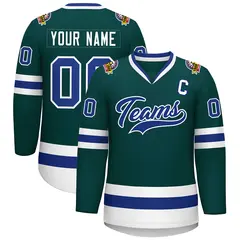Classic Style Hockey Jersey in Midnight Green Royal-White