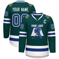 Classic Style Hockey Jersey in Midnight Green Royal-White