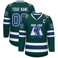 Classic Style Hockey Jersey in Midnight Green Royal-White