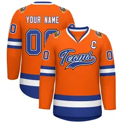 Classic Style Hockey Jersey in Orange Royal White-Black 1