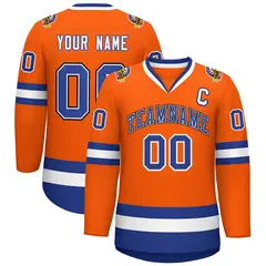 Classic Style Hockey Jersey in Orange Royal White-Black 1