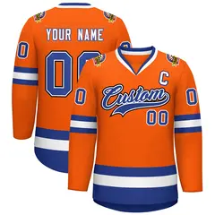 Classic Style Hockey Jersey in Orange Royal White-Black 1