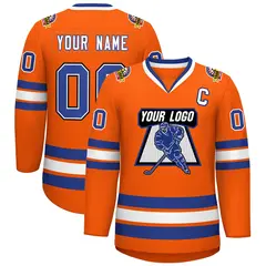 Classic Style Hockey Jersey in Orange Royal White-Black 1