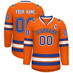 Classic Style Hockey Jersey in Orange Royal White-Black 1