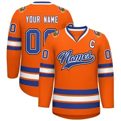 Classic Style Hockey Jersey in Orange Royal White-Black 1