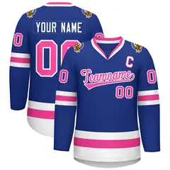 Classic Style Hockey Jersey in Royal Pink-White 1