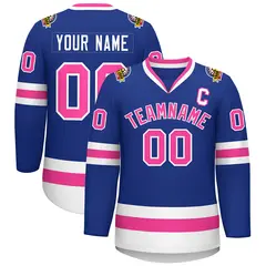 Classic Style Hockey Jersey in Royal Pink-White 1