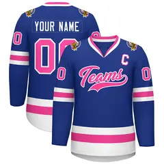 Classic Style Hockey Jersey in Royal Pink-White 1