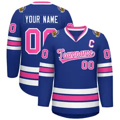 Classic Style Hockey Jersey in Royal Pink-White 1