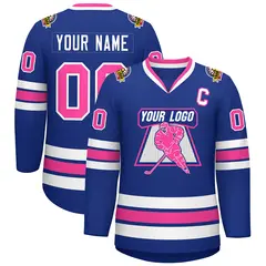 Classic Style Hockey Jersey in Royal Pink-White 1