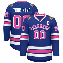 Classic Style Hockey Jersey in Royal Pink-White 1