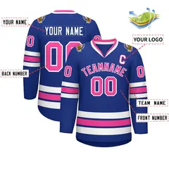 Classic Style Hockey Jersey in Royal Pink-White 2