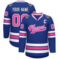 Classic Style Hockey Jersey in Royal Pink-White 1