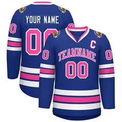 Classic Style Hockey Jersey in Royal Pink-White 1