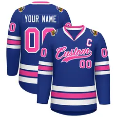 Classic Style Hockey Jersey in Royal Pink-White 1