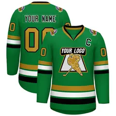 Classic Style Hockey Jersey Kelly Green Black White-Old Gold 1