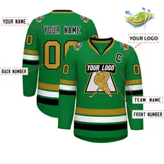 Classic Style Hockey Jersey Kelly Green Black White-Old Gold 2