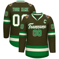 Classic Style Hockey Jersey Olive Khaki Olive-Kelly Green 1
