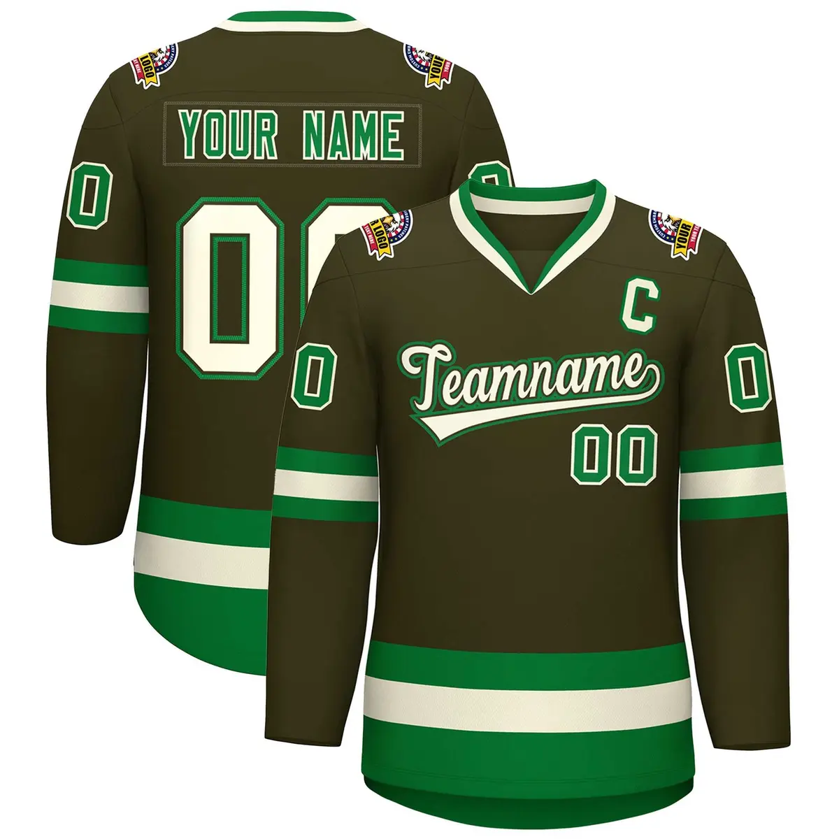 Classic Style Hockey Jersey Olive Khaki Olive-Kelly Green