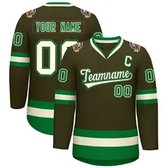 Classic Style Hockey Jersey Olive Khaki Olive-Kelly Green 1