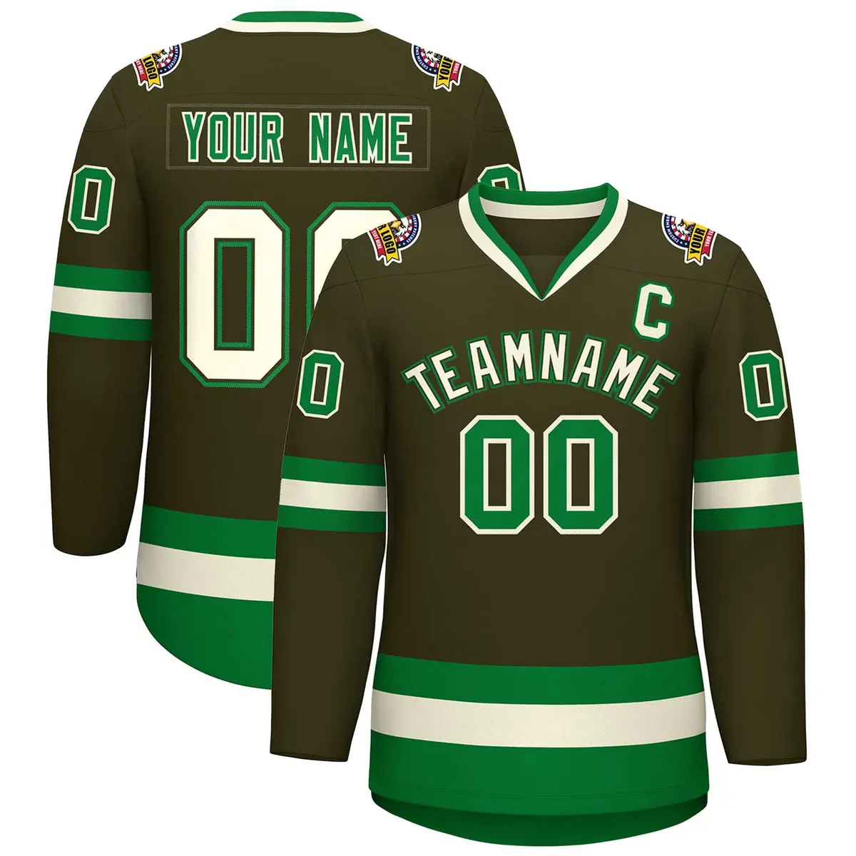 Classic Style Hockey Jersey Olive Khaki Olive-Kelly Green