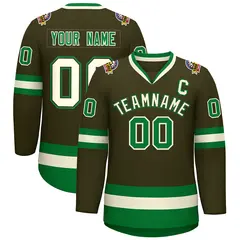 Classic Style Hockey Jersey Olive Khaki Olive-Kelly Green 1