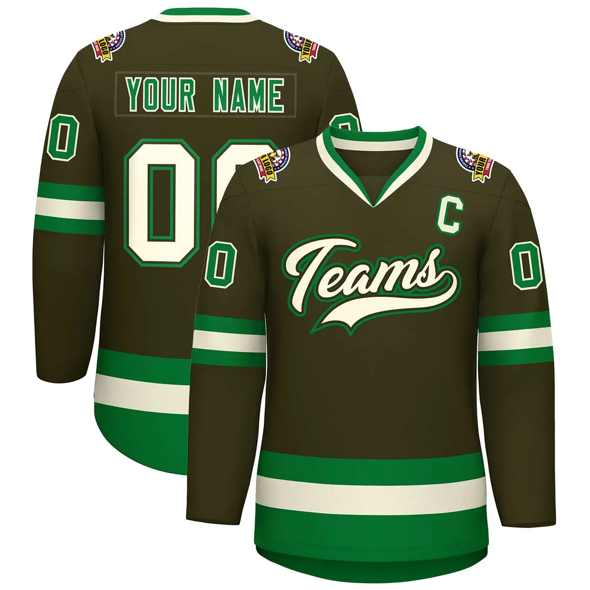 Classic Style Hockey Jersey Olive Khaki Olive-Kelly Green