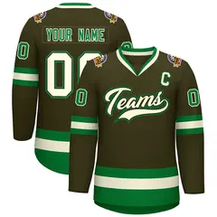 Classic Style Hockey Jersey Olive Khaki Olive-Kelly Green 1