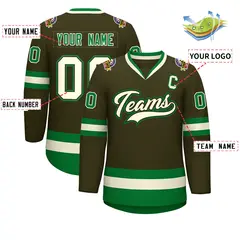 Classic Style Hockey Jersey Olive Khaki Olive-Kelly Green 2
