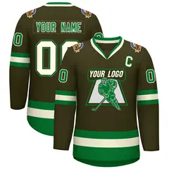 Classic Style Hockey Jersey Olive Khaki Olive-Kelly Green 1