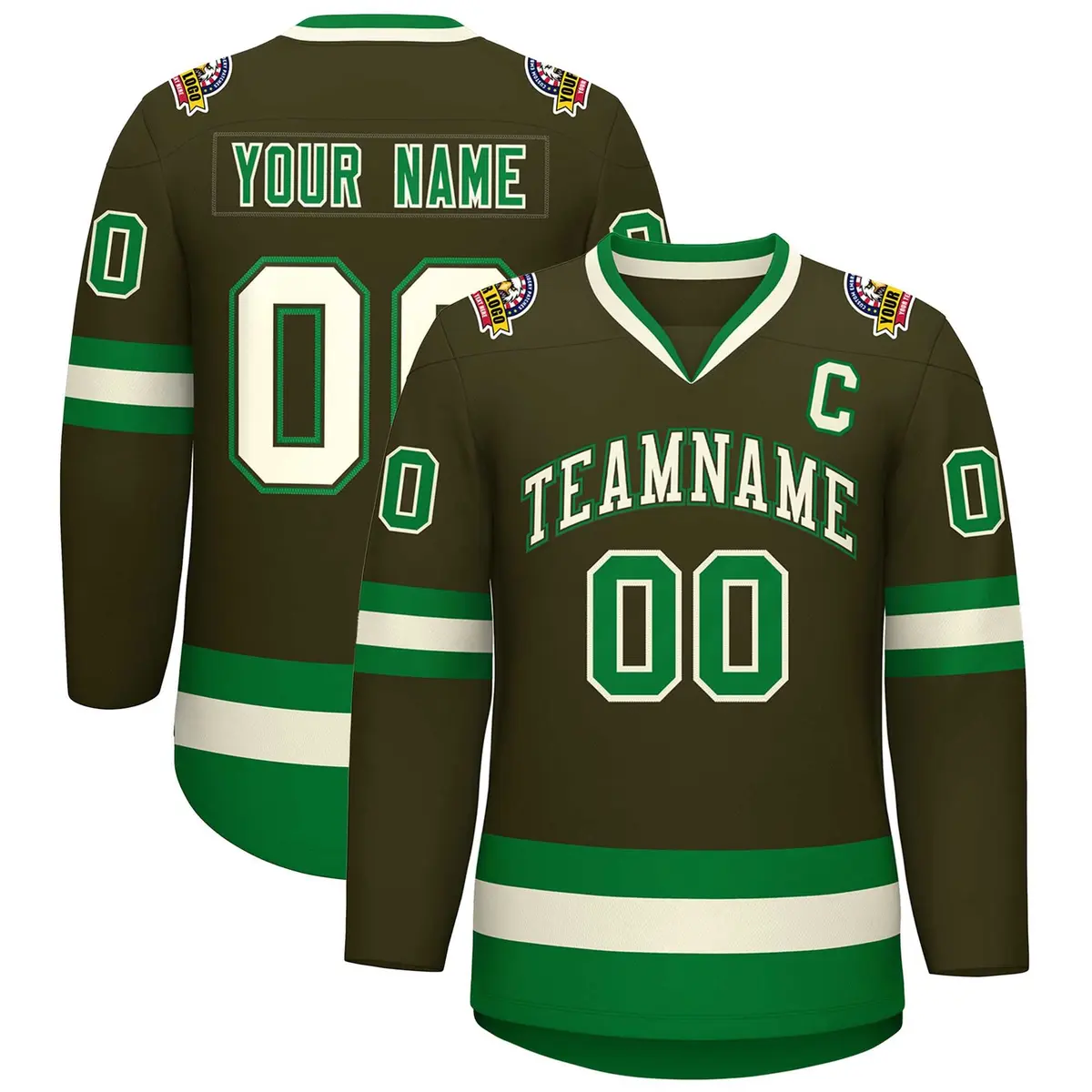 Classic Style Hockey Jersey Olive Khaki Olive-Kelly Green