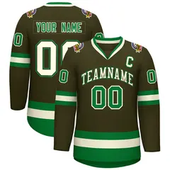 Classic Style Hockey Jersey Olive Khaki Olive-Kelly Green