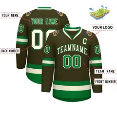 Classic Style Hockey Jersey Olive Khaki Olive-Kelly Green 2